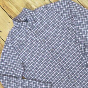 GUC J Crew Preppy Soft Plaid Flannel Medium Gray And Maroon 100% Cotton
